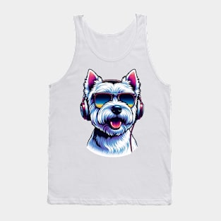 West Highland White Terrier Smiling DJ in Japanese Art Tank Top